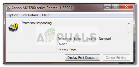 lỗi printer not responding máy in Canon