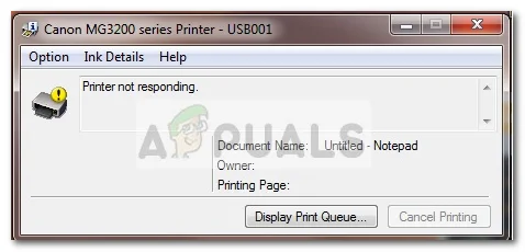 lỗi printer not responding máy in Canon