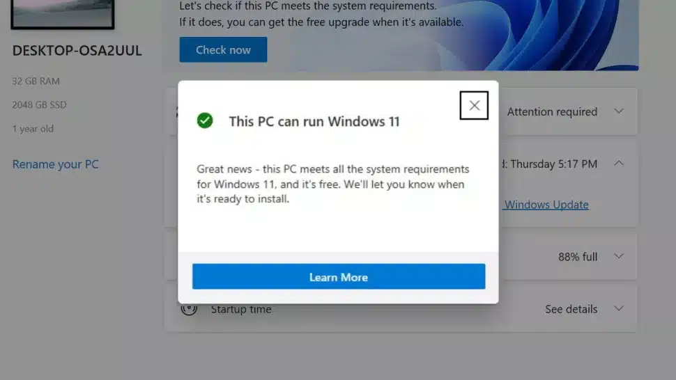Xem máy tính của bạn có đáp ứng Windows 11